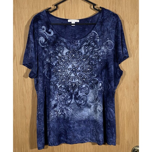 Westport 1962 Women's Plus Sz 2X Top Studded Y2K WhimsiGoth Stretch FairyGrunge - Picture 1 of 7